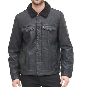 Levi’s faux leather & sherpa lined black trucker